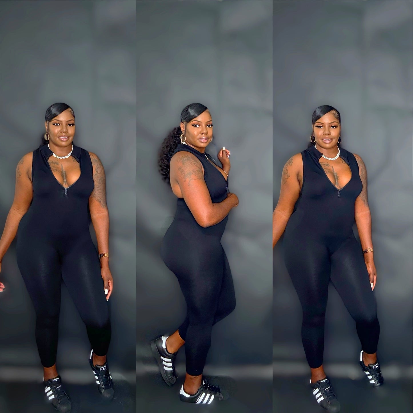 All black jump suit