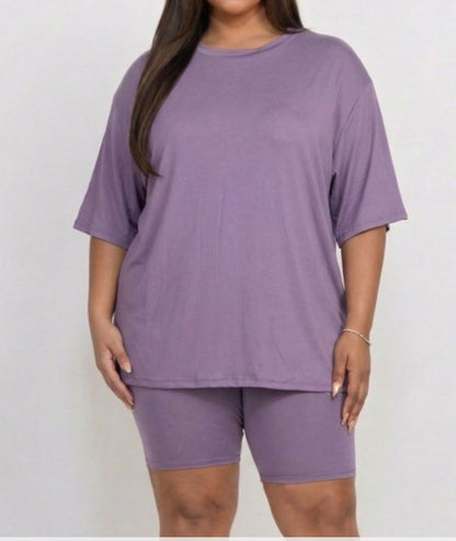 T shirt biker short set