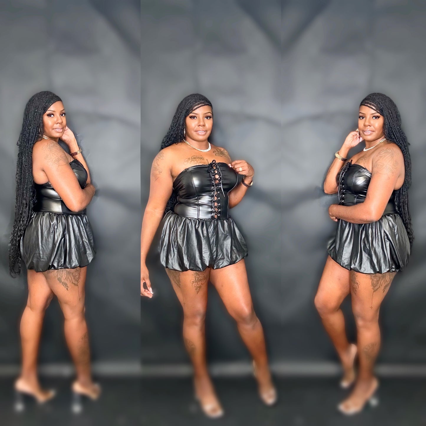 Faux leather dress