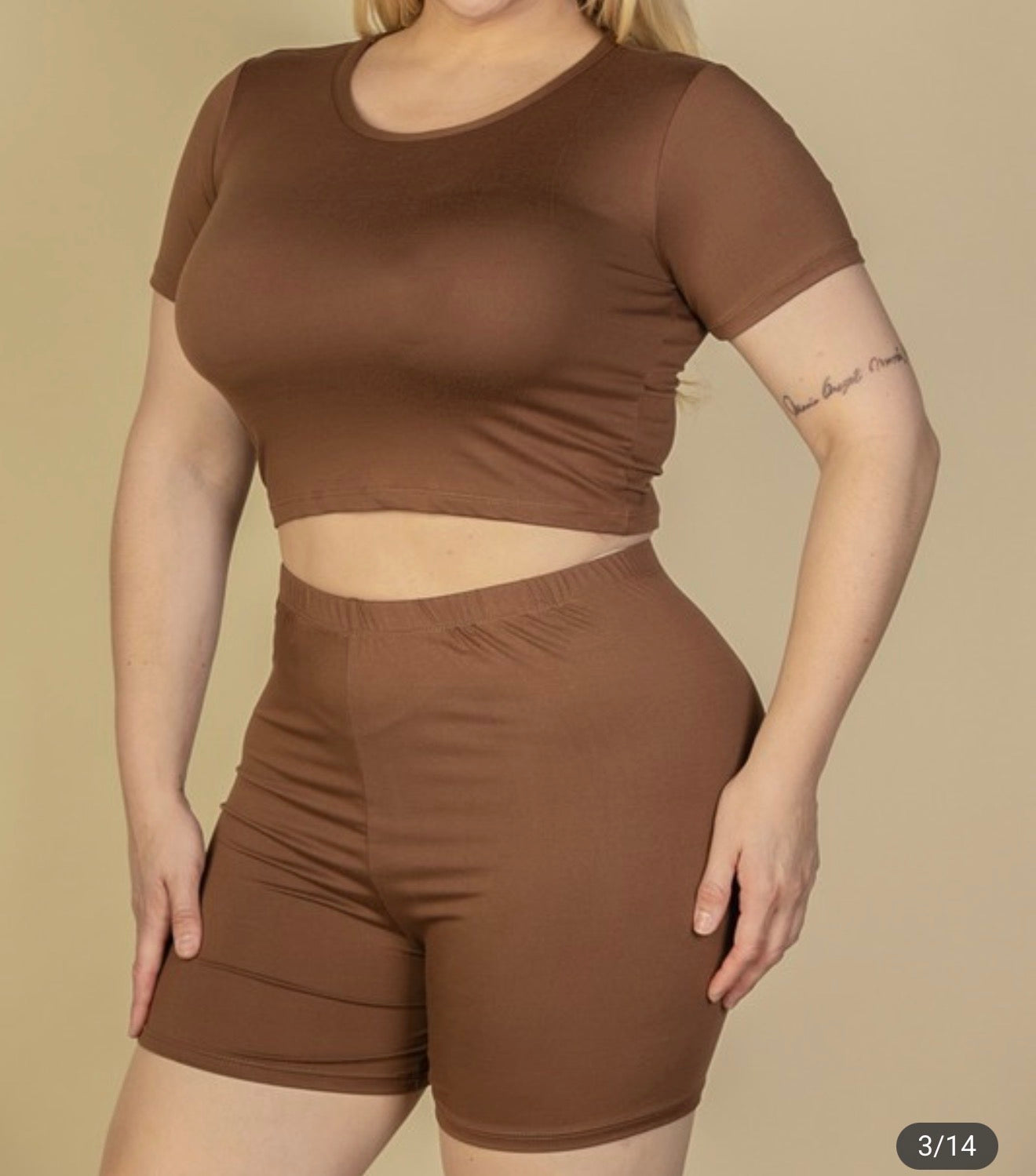 Crop top biker shorts sets