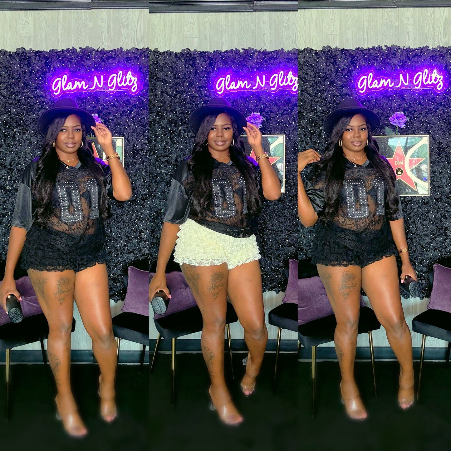 Lace ruffle shorts