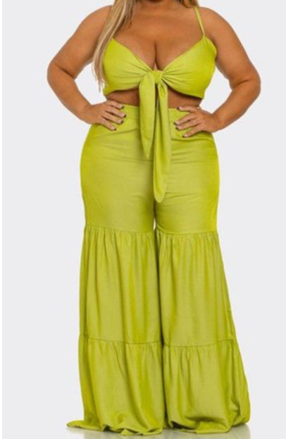 Plus size wide leg two piece set