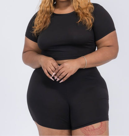 Crop top biker shorts sets