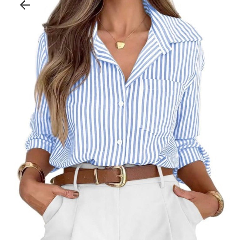 Striped casual button down