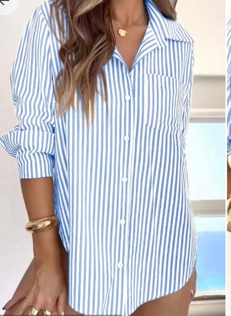Striped casual button down
